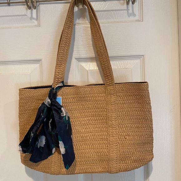 Draper James Handbags - Draper James Straw Bag with Scarf
